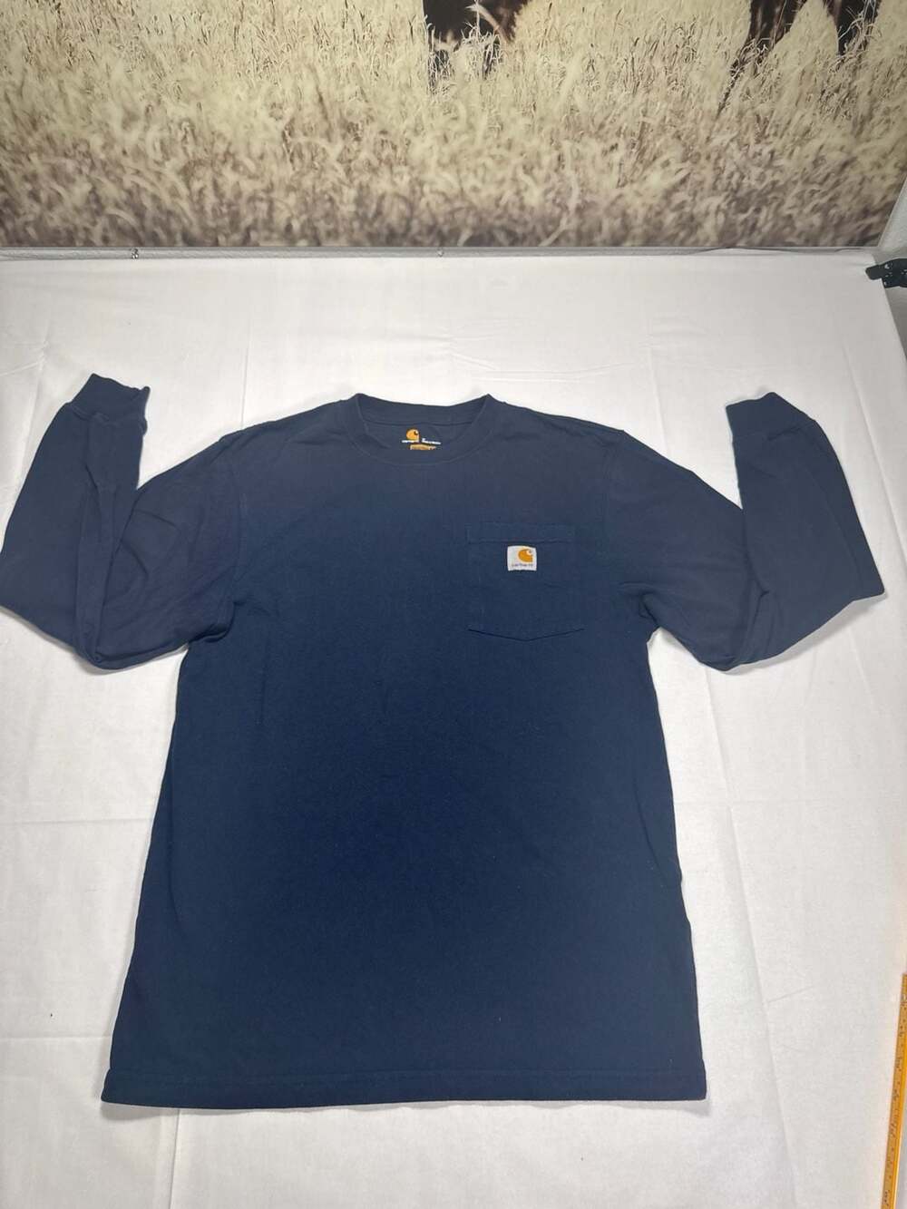 Carhartt K126 Long-Sleeve Pocket T-Shirt Original Fit Navy Blue Size S